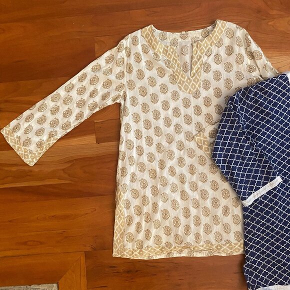 2 BOUTIQUE COTTON VOILE TUNICS, SWIM COVER UPS, LIKE NEW, SIZE MED - Picture 3 of 3